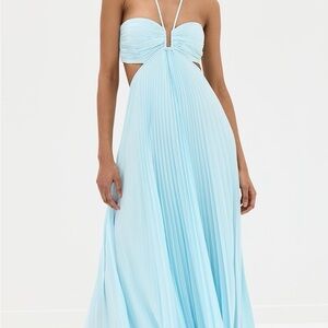 A.L.C. Moira Pleated Halter Dress - Aqua